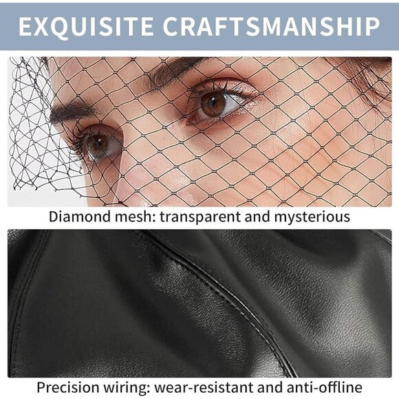? Sajuzen PU Leather Fiddler Cap Women Black Veil Casual Baker Boy Captain Hats main image 6